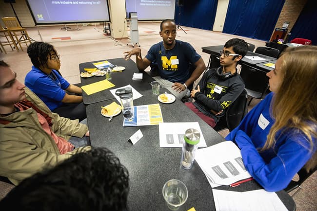 Students partake in EnginTalks in the Duderstadt Center on North Campus of the University of Michigan in Ann Arbor, MI on March 20, 2019.
