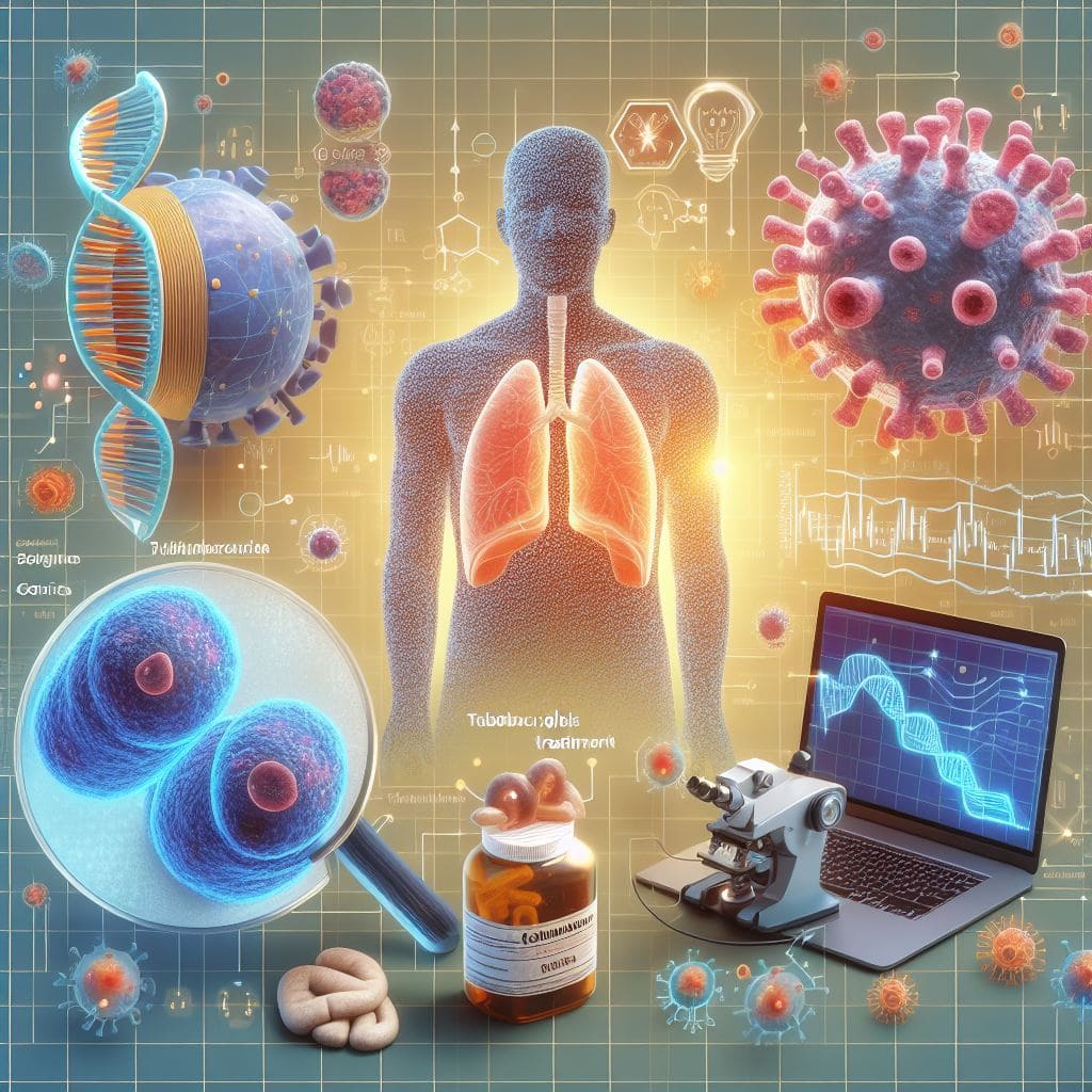 AI generated images of computer, medicine bottle, viruses and a schematic of a human lung