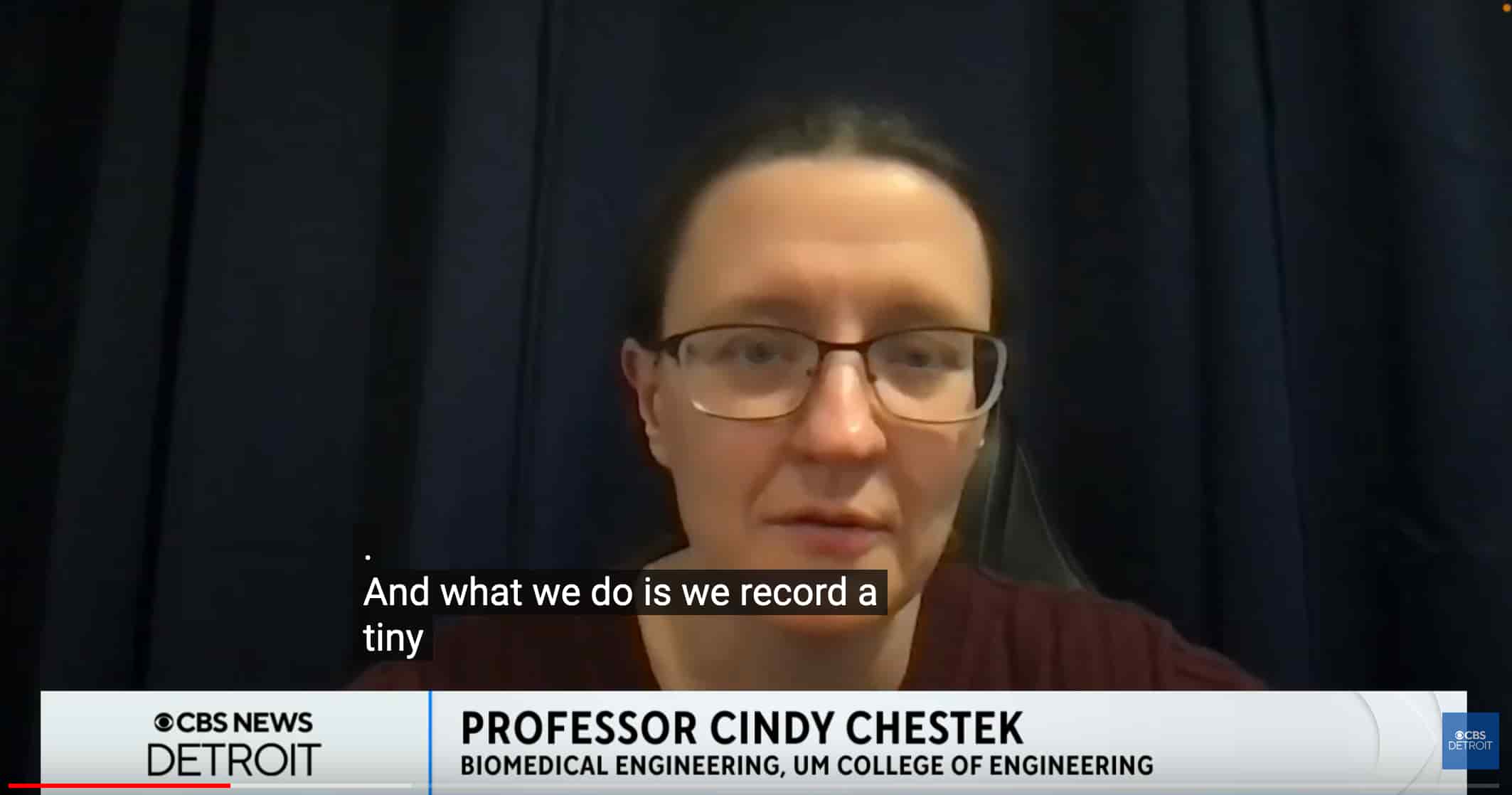 Cindy Chestek on a TV screen