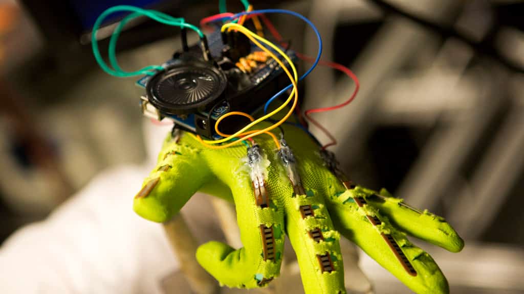 closeup of robotic hand