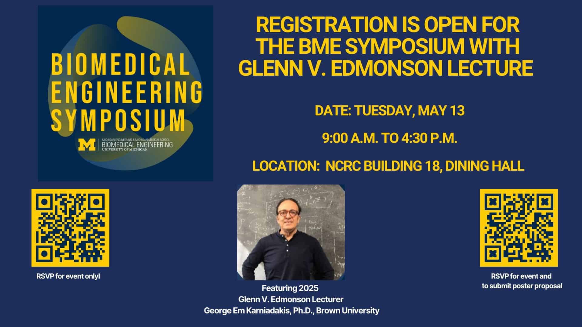 2025 BME Symposium with Glenn V. Edmonson Lecture Is May 13, Featuring George Em Karniadakis as Glenn V. Edmonson Lecturer