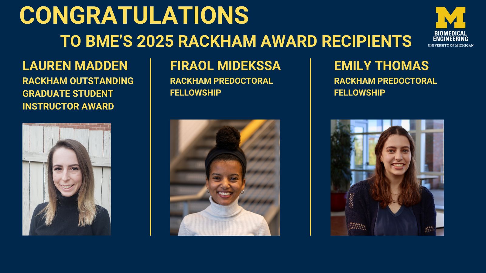 BME Honors Our 2025 Rackham Student Award Recipients